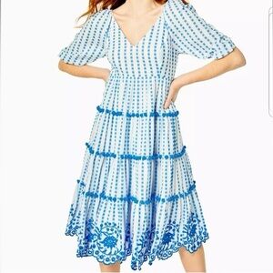 Lilly Pulitzer Sidney Midi Dress Blue Gingham